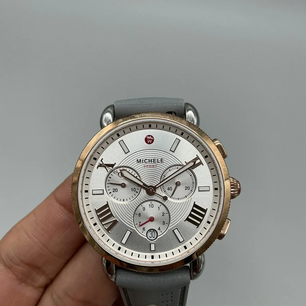 Michele Sport Sail Womens Watch 38mm Two Tone Chronograph Date New Battery